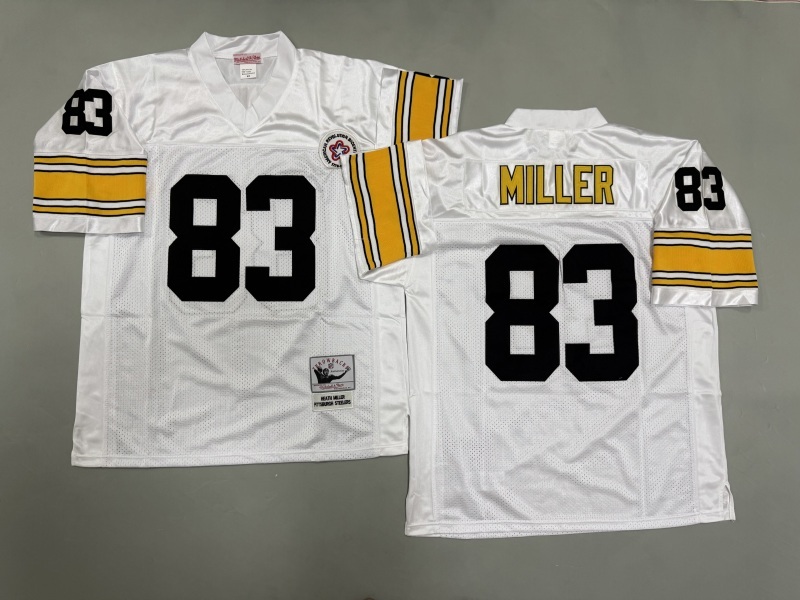 Men 2025 Pittsburgh Steelers #83 Miller white Throwback Limited NFL Jersey style 002